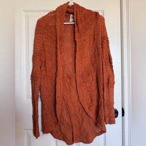 orange crochet cardigan